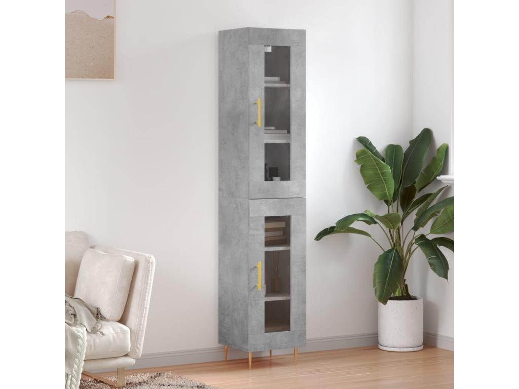Buffet haut Gris béton 34,5x34x180 cm Bois d'ingénierie DMZB48130