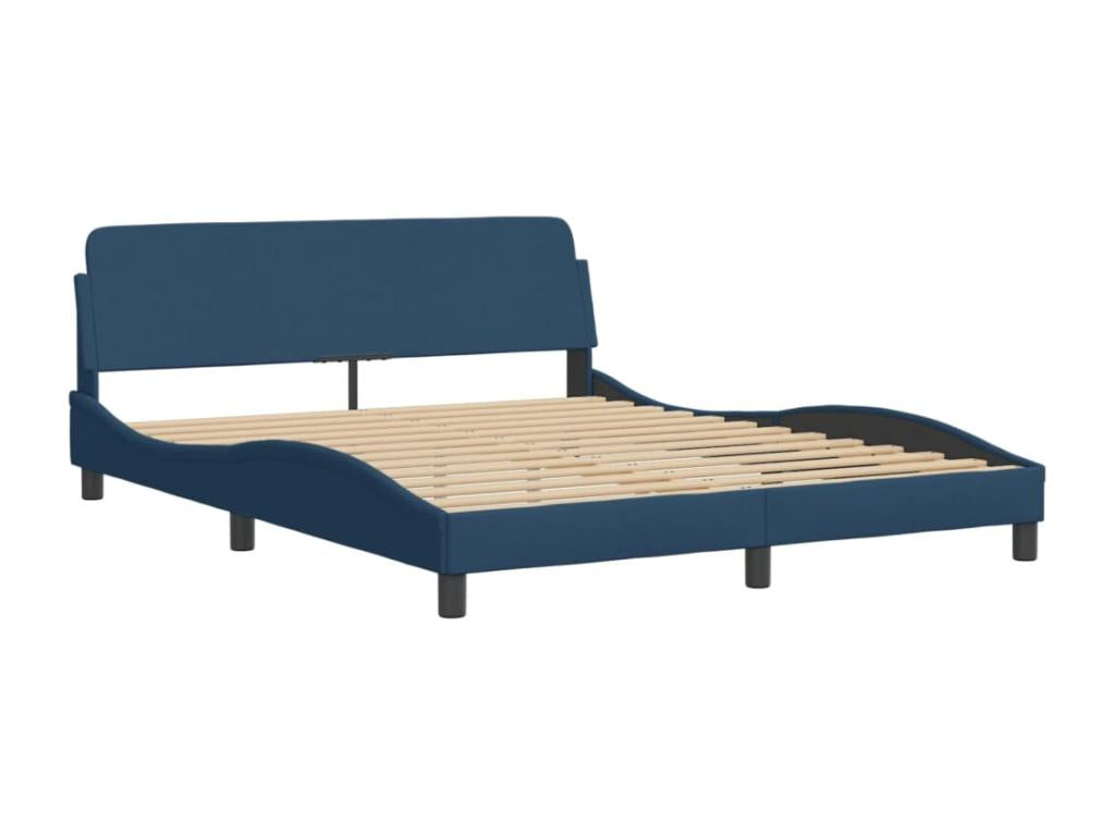 Lit avec matelas bleu 160x200 cm tissu LIQA29413