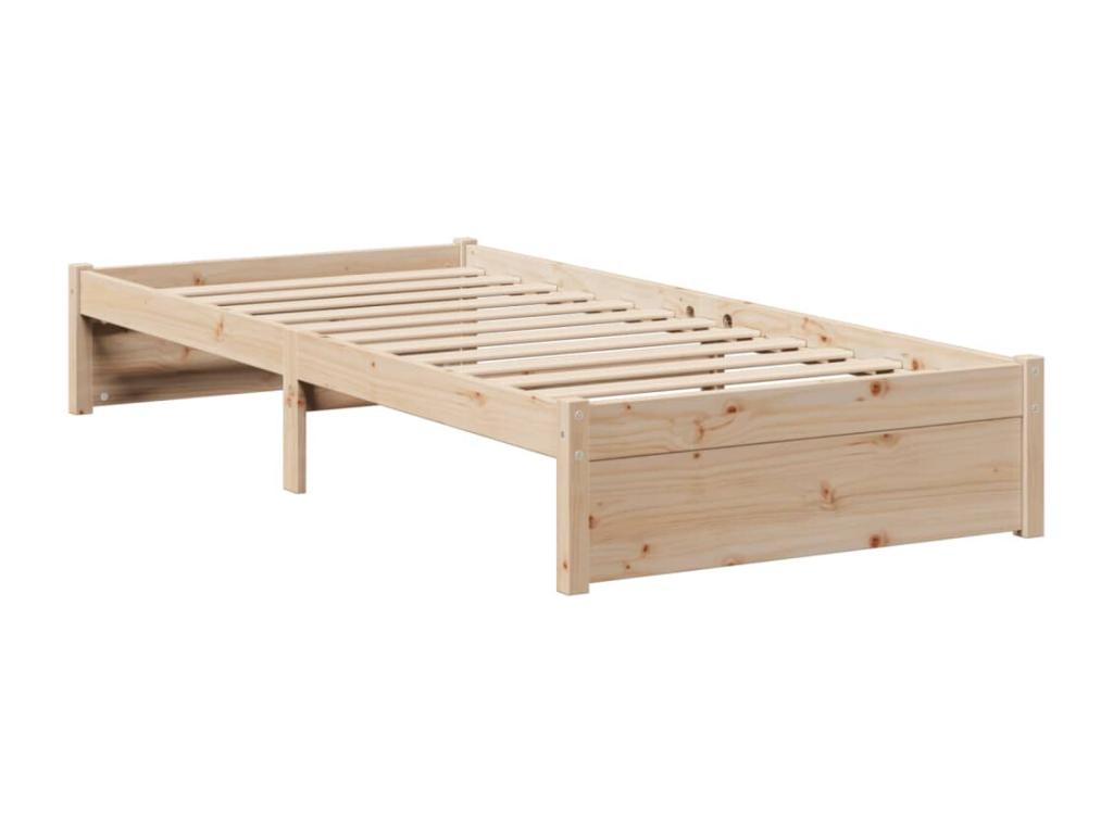 Lit bibliothèque sans matelas 90x200 cm bois de pin massif IWBK92042