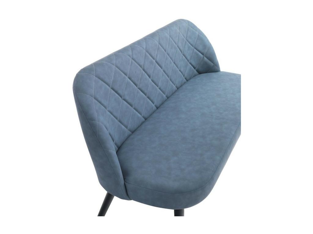 Canapé 2 places simili cuir bleu et pieds métal noir Boisona L 130cm XLRL32076