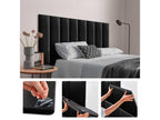 Elariva Lot de 6 Panneau Rembourré en Velours Côtelé Premium Autocollant Acoustique Absorbant Protection Chocs Tête de Lit Noir 60x20 cm x 6 RUEW39998