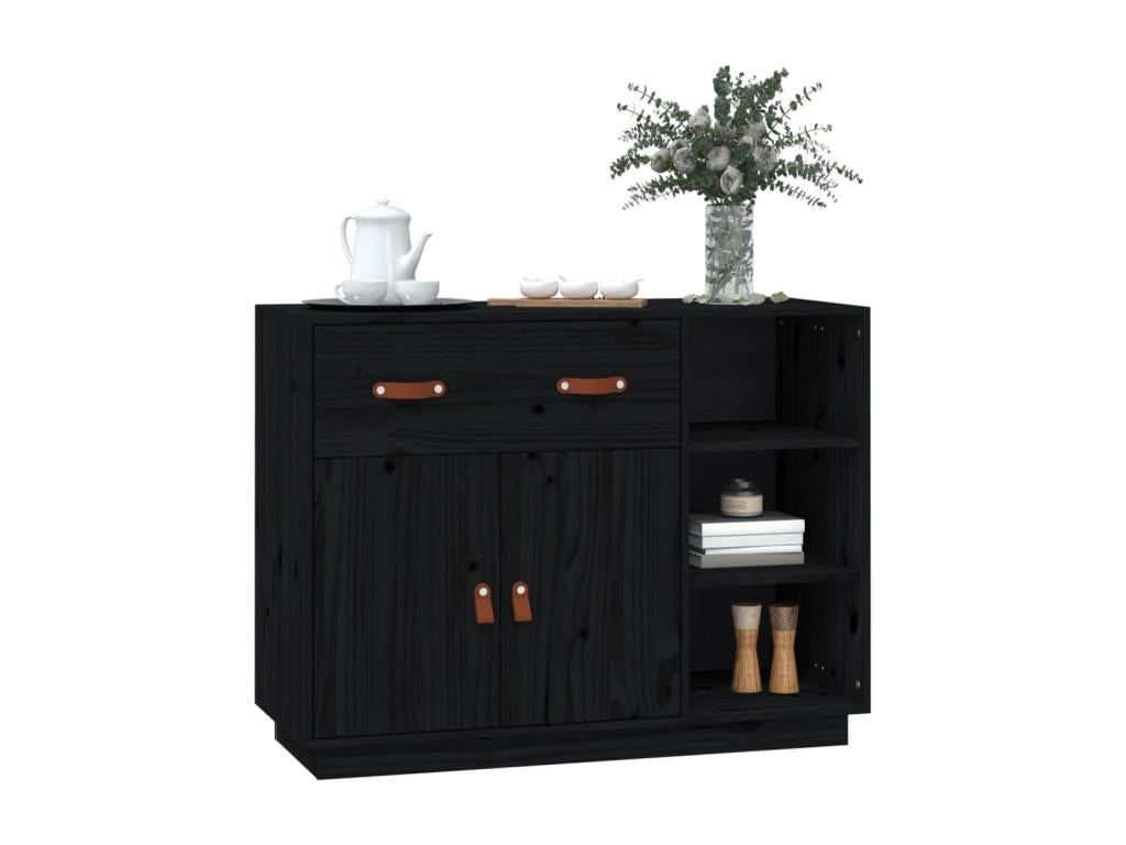 Buffet Noir 98,5x40x75 cm Bois massif de pin NGRI35997