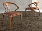 Chaise moderne en bois de frêne couleur noyer et simili cuir Boisona GYPW51108