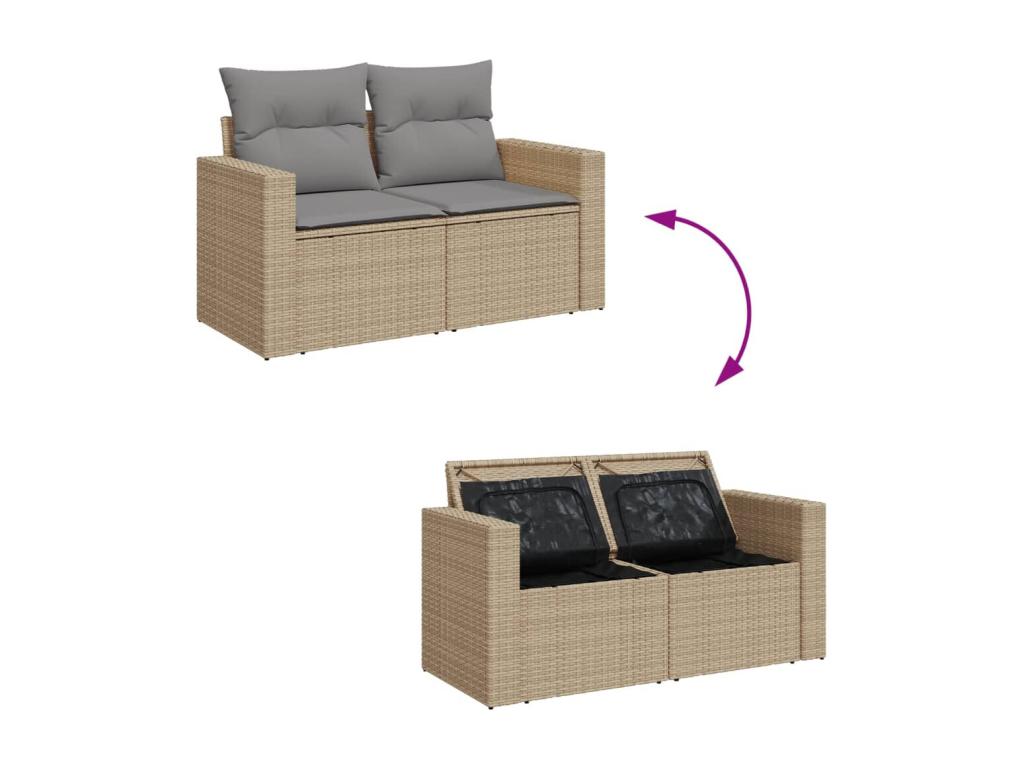 Ensemble de mobilier de jardin en résine tressée beige - dlz1766582319230