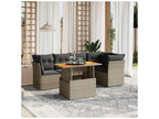 Salon de jardin 5 pcs avec coussins gris résine tressée YCHC58999