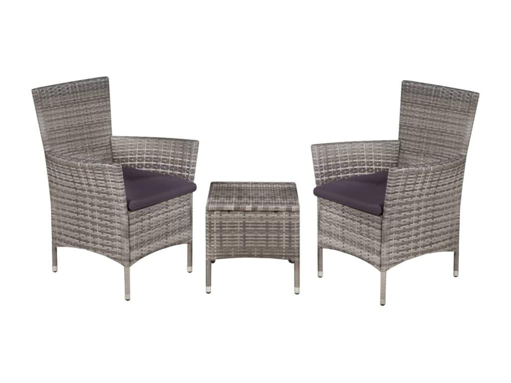 Mobilier de 3 pièces Résine tressée Gris SOTE10482