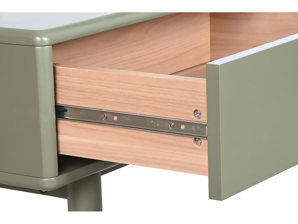 Table basse table de salon rectangulaire avec 2 tiroirs en bois naturel et PU vert - longueur 120 x profondeur 60 x Hauteur 40 cm YNQC33341
