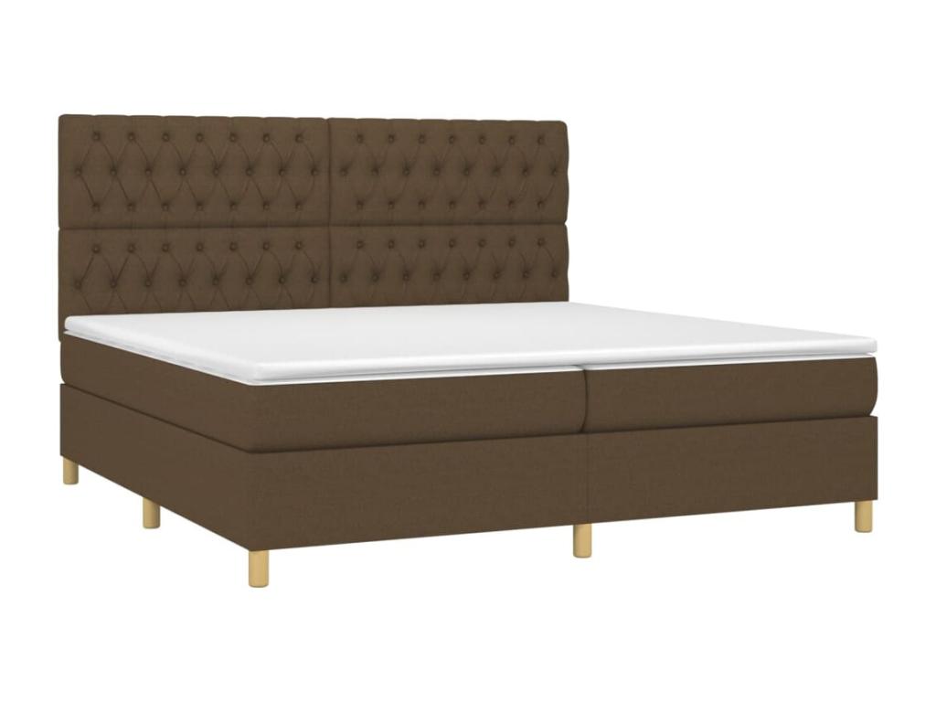 Sommier à Boisona de lit matelas et LED Marron foncé 200x200 cm ZTQG02743