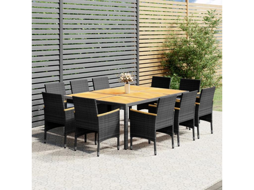 Mobilier à dîner de jardin 11 pièces Résine tressée Gris YCSY83854