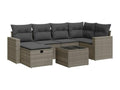 Salon de jardin avec coussins 7 pcs gris résine tressée FARI34746
