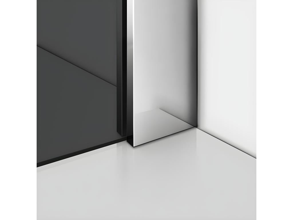 Paroi de douche grise 140x200cm à l'italienne avec barre de fixation 90cm Pince renforcée en 8mm verre trempé anticalcaire MPDS00553