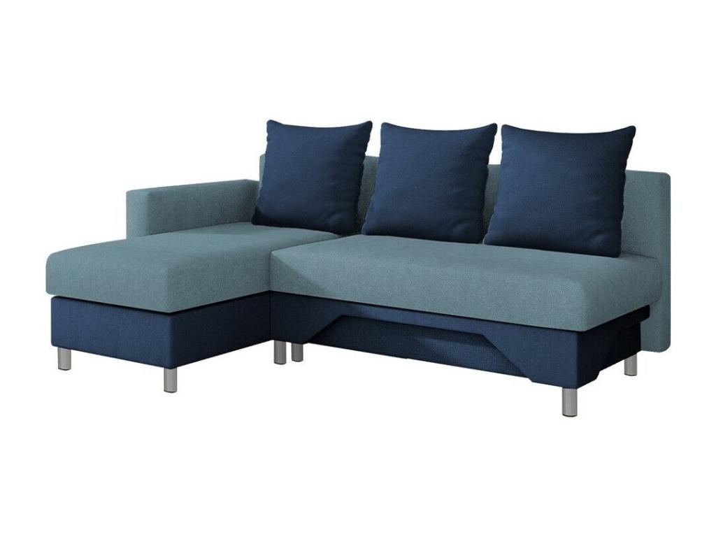 Canapé d'angle Boisona 100 Bleu Fonction de couchage Boîte de literie 215x133x95cm BDON36189
