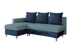 Canapé d'angle Boisona 100 Bleu Fonction de couchage Boîte de literie 215x133x95cm BDON36189
