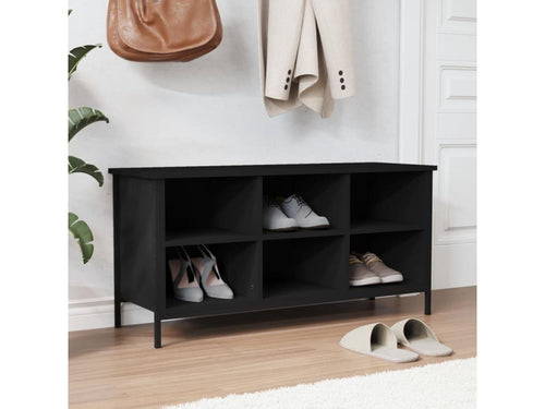 Armoire à chaussures noir 100x35x50 bois d'ingénierie BKTY09027