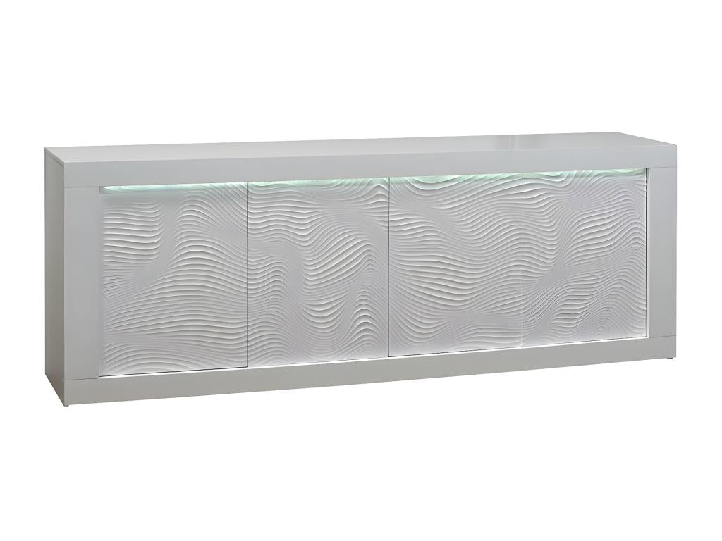 Boisona - Buffet 4 Portes Laqué Blanc à Boisona et Leds WWUD30313