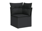 Salon de jardin 9 pcs avec coussins noir résine tressée BHUK34091