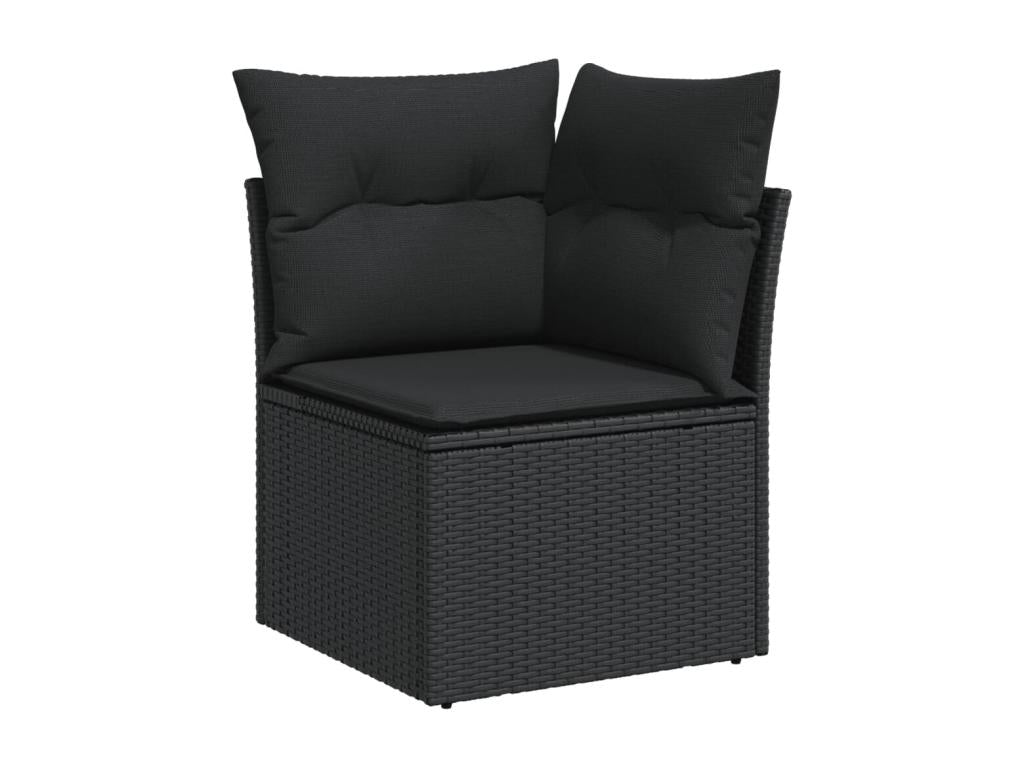 Salon de jardin 7 pcs avec coussins noir résine tressée ALVH00085