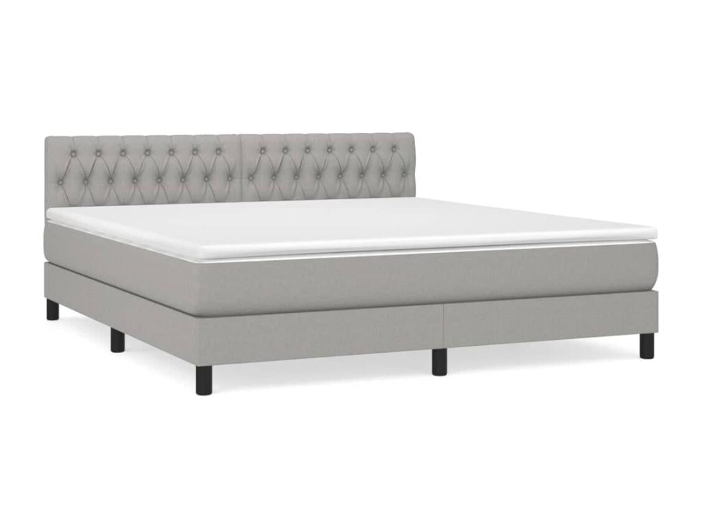 Lit à sommier tapissier avec matelas Gris clair 180x200cm Tissu UBXG73168