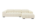 Canapé d'angle droit en tissu texturé beige Boisona DPQZ52407