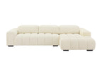 Canapé d'angle droit en tissu texturé beige Boisona DPQZ52407