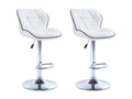 Lot de 2 tabourets de bar en simili et acier chromé - Hauteur réglable - Blanc - Boisona CMQB74667