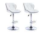 Lot de 2 tabourets de bar en simili et acier chromé - Hauteur réglable - Blanc - Boisona CMQB74667