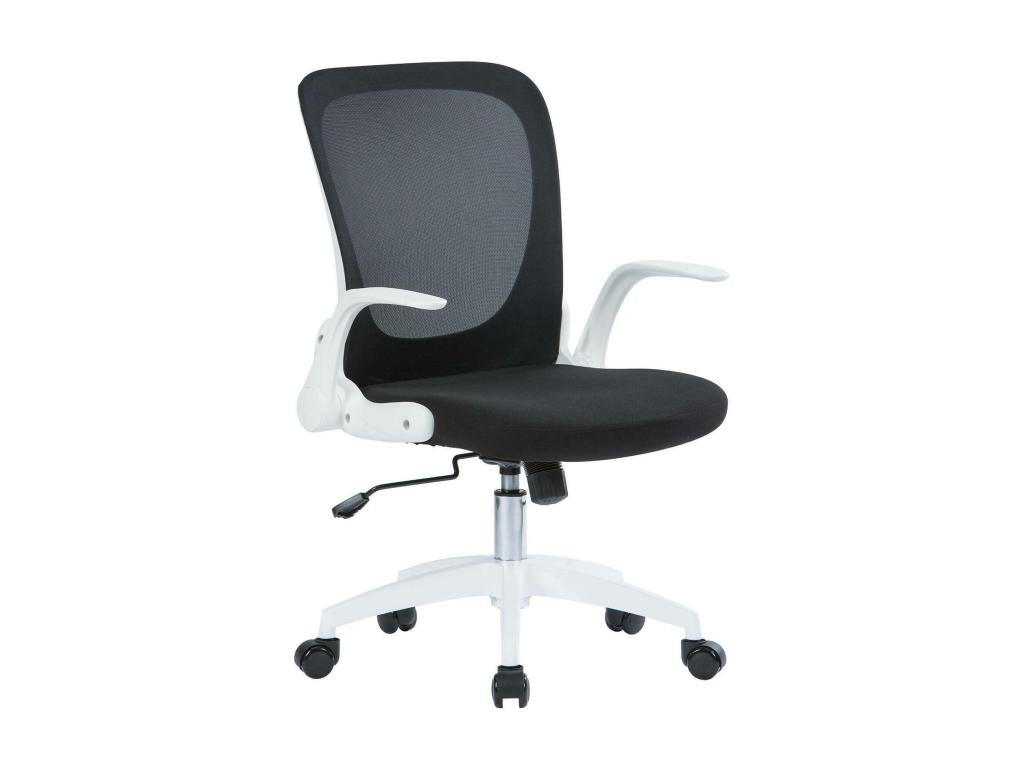 Chaise de bureau Boisona Chaise de direction en Boisona avec accoudoirs Siège ergonomique avec accoudoirs rabattables 60x59h86/96 cm Noir et Blanc NAZU23288