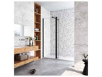Paroi de douche à l'italienne avec retour pivotant 60 40x200cm avec barre de fixation 90cm en carré - Noir Mat - 8mm verre anticalcaire HHDF42835