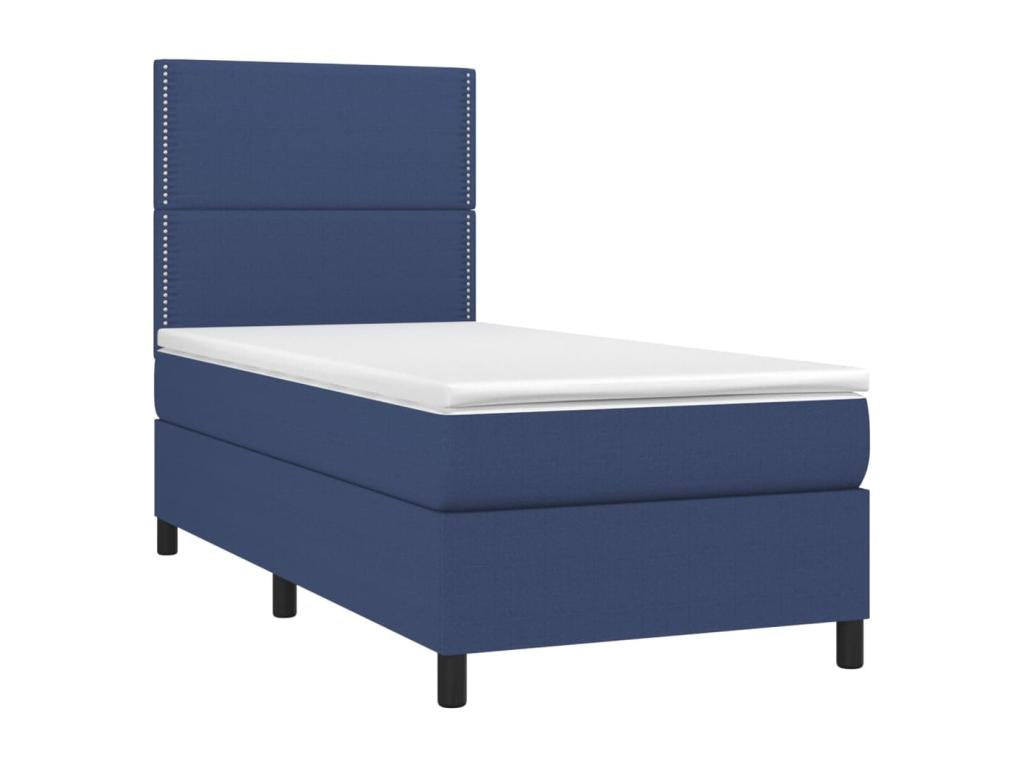 Sommier tapissier avec matelas et LED Bleu 90x190 cm Tissu XEKH63273