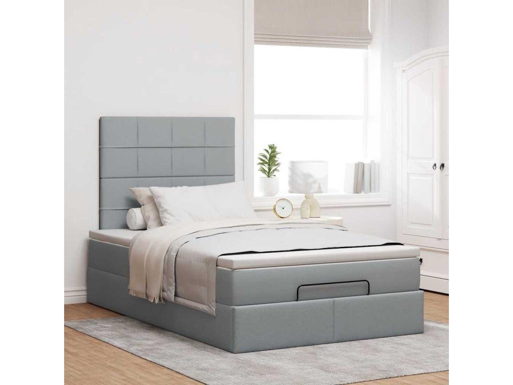 Cadre de lit Boisona et matelas gris clair 120x200 cm tissu CGAG25681