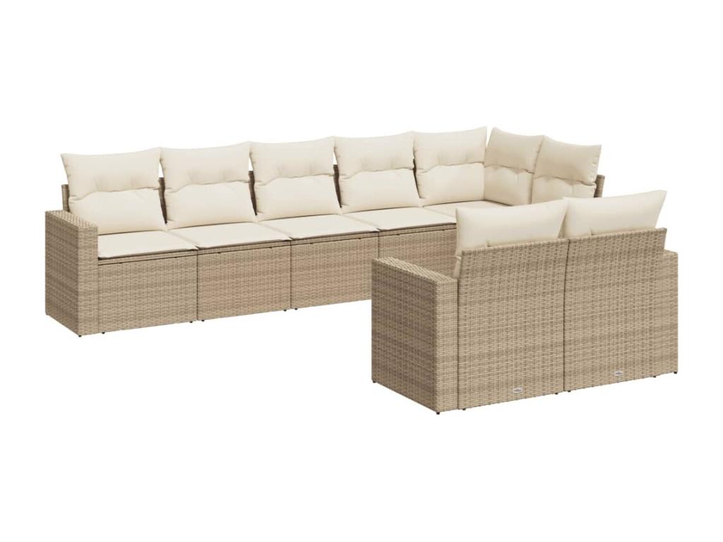Salon de jardin avec coussins 8 pcs beige résine tressée HPYR98238