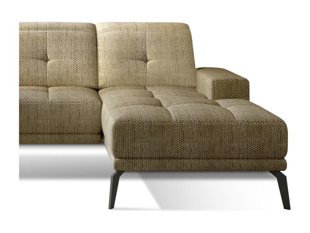 Canapé d'angle droit 5 places tissu beige chiné Boisona 265cm MRQK63166