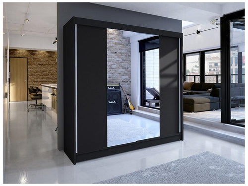 Armoire Boisona 138 Noir 215x180x58cm Portes d'armoire Glissement TSQP61466