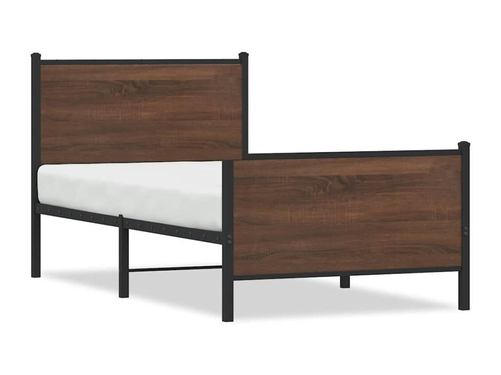 Cadre de lit en métal sans matelas chêne marron 80x200 cm BGEI15060