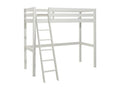 Boisona - Lit Mezzanine Blanc 140x200cm avec Fauteuil et Étagère JCLV03068