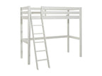 Boisona - Lit Mezzanine Blanc 140x200cm avec Fauteuil et Étagère JCLV03068