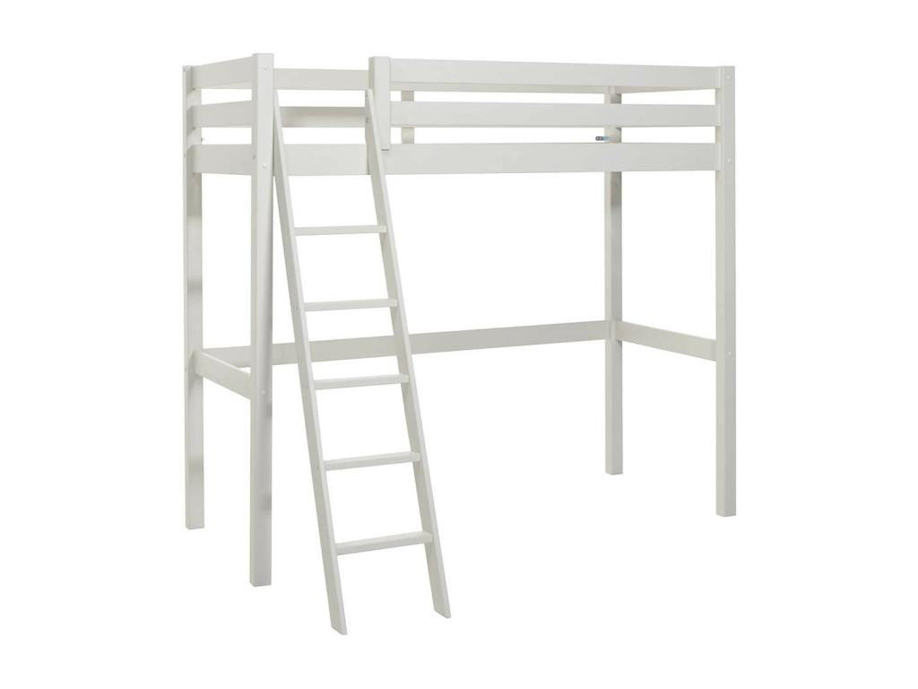 Boisona - Lit Mezzanine Blanc 140x200cm avec Fauteuil et Étagère JCLV03068
