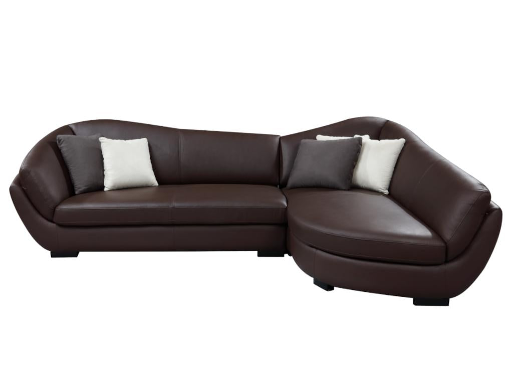 Canapé d'angle cuir de buffle 5 places Boisona - Marron - Angle droit de Boisona GMYS29386