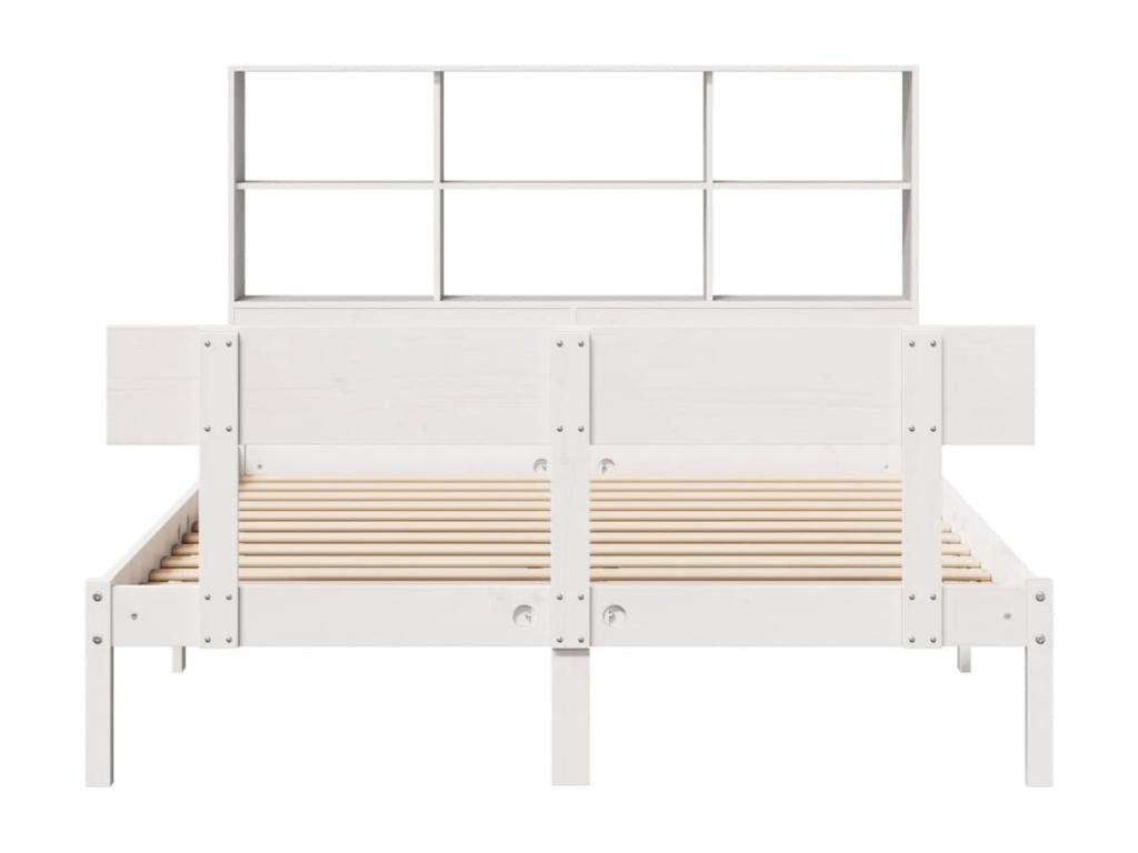 Lit bibliothèque sans matelas blanc 150x200 cm bois pin massif OIEA95522