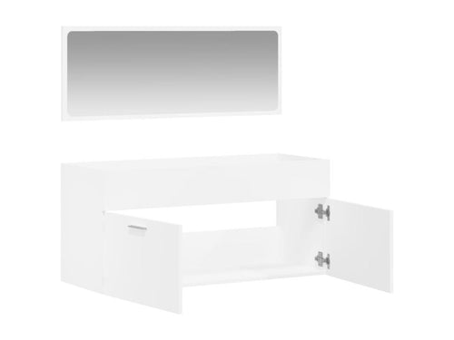 Armoire de salle de bain avec miroir blanc bois d'ingénierie VTJI40701