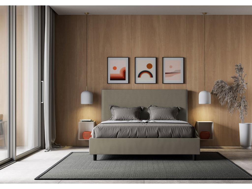 Lit coffre rembourrée 160x200 similicuir cappuccino Boisona EPVA36412