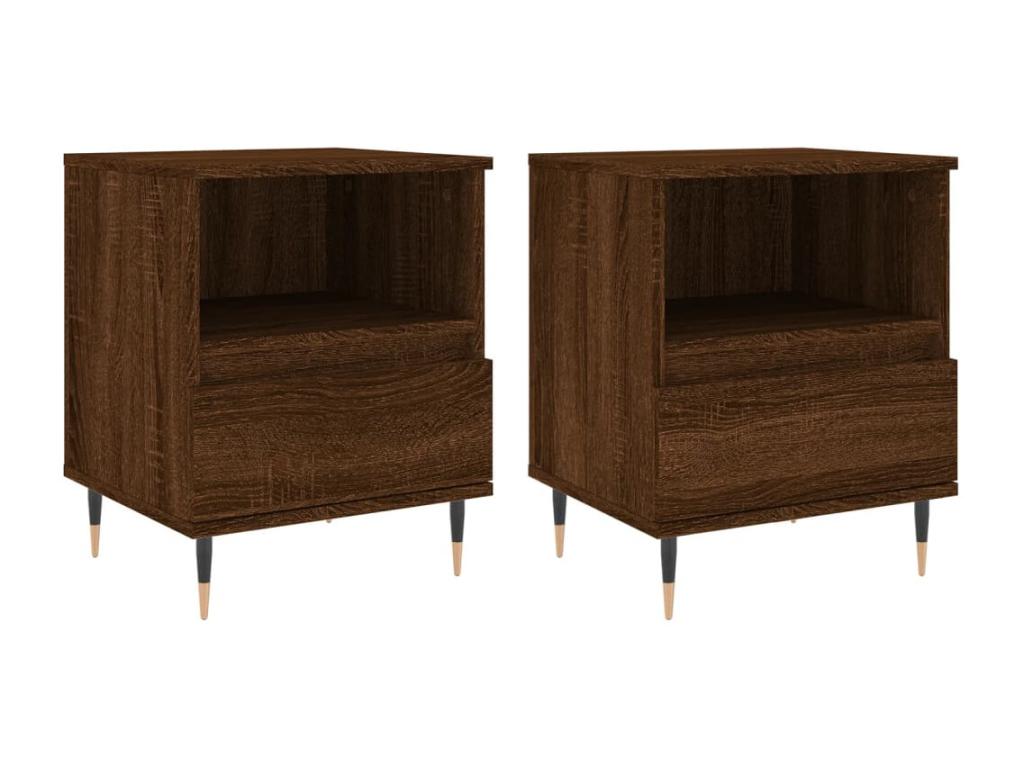 Tables de chevet 2 pcs chêne marron 40x35x50 bois ingénierie BVDQ05533