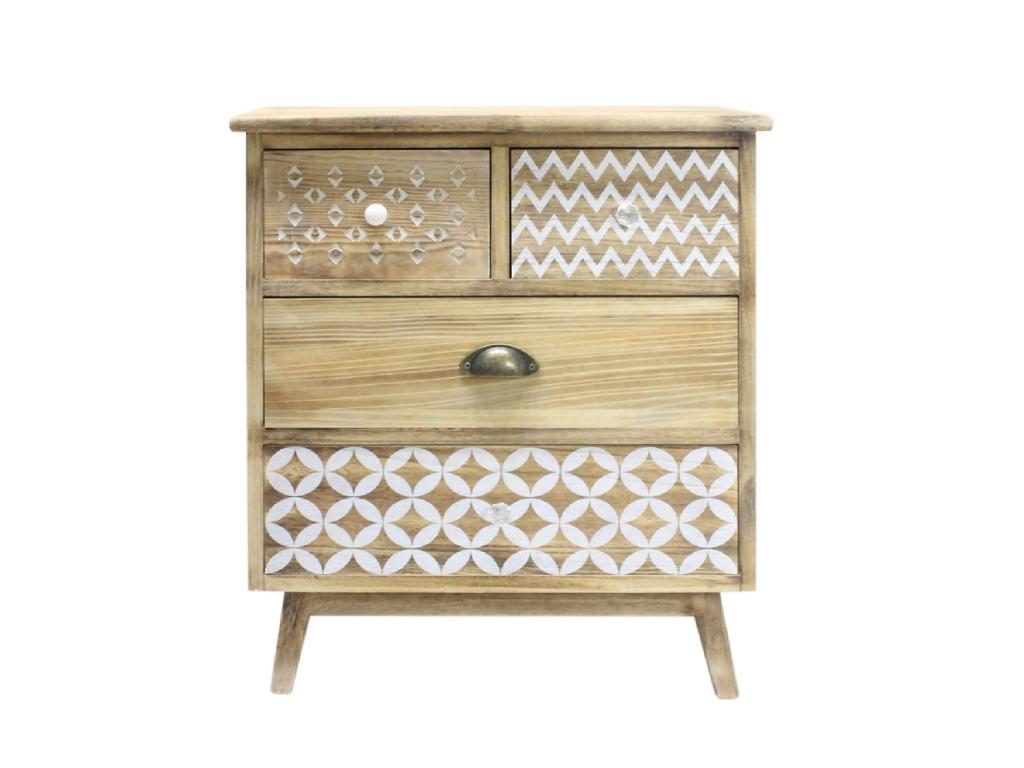 Commode 4 Tiroirs En Bois Clair Boisona Pour La Cuisine L'entrée PMAW39341
