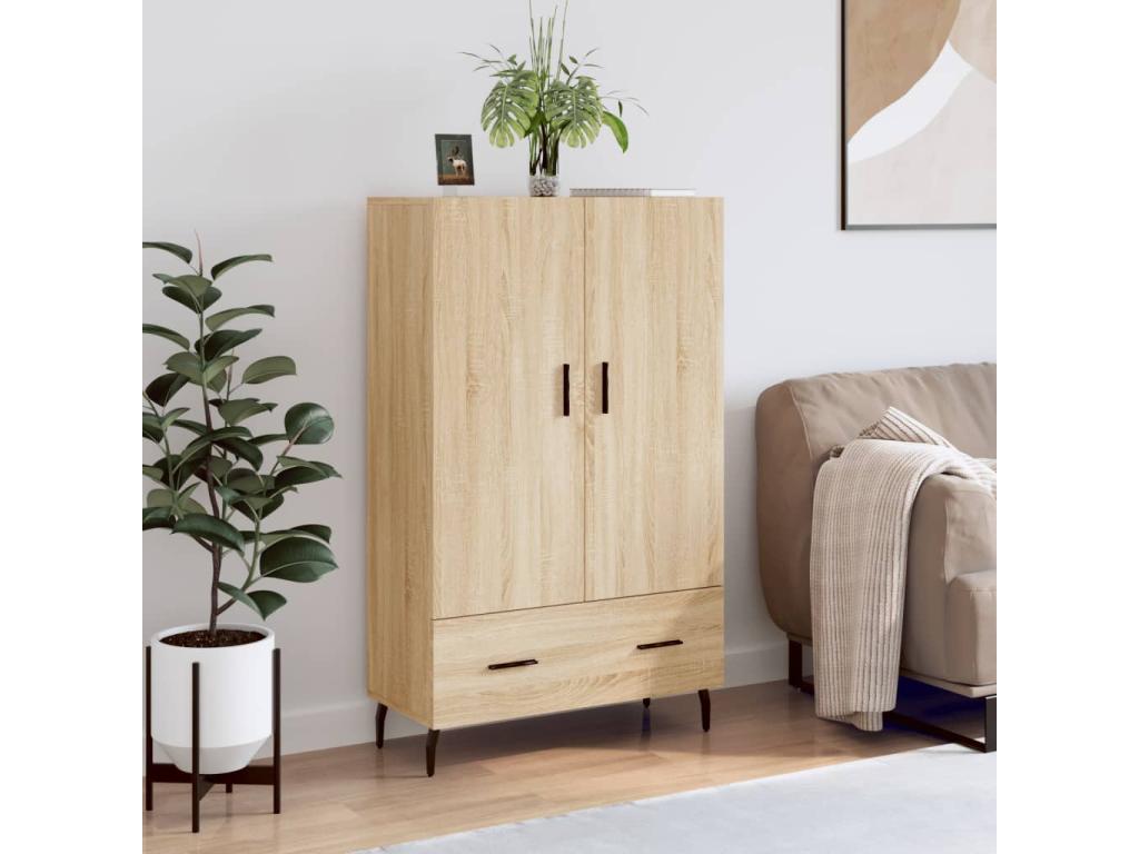 Buffet haut chêne Boisona 69,5x31x115 cm bois d'ingénierie FDZO54260