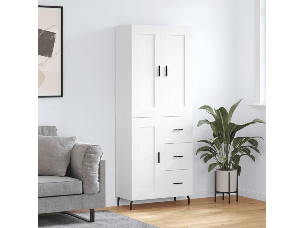 Buffet haut Blanc 69,5x34x180 cm Bois d'ingénierie EPHR26758