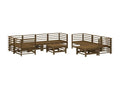 Salon de jardin 10 pcs avec coussins marron miel bois massif WIQY38176
