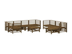 Salon de jardin 10 pcs avec coussins marron miel bois massif WIQY38176