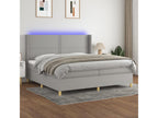 Sommier tapissier matelas et LED Gris clair 200x200 cm Tissu OGBV39230