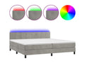Sommier tapissier matelas et LED Gris clair 200x200 cm Velours JPWA58368