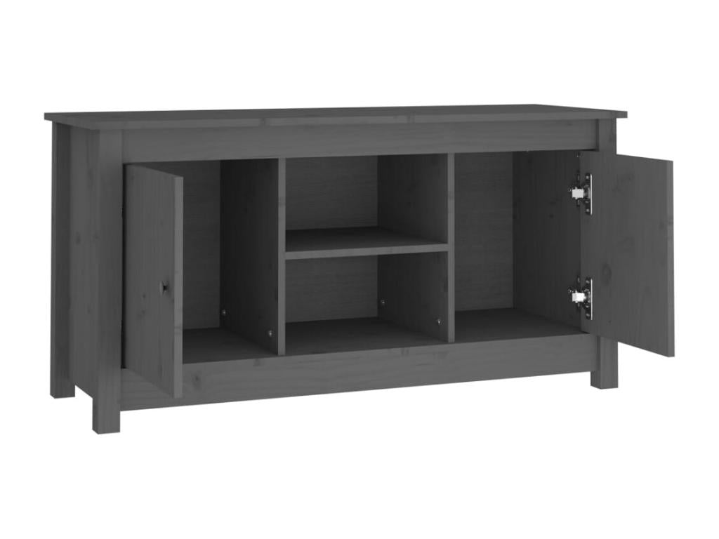 Meuble TV Gris 103x36,5x52 cm Bois de pin massif GZOS97324